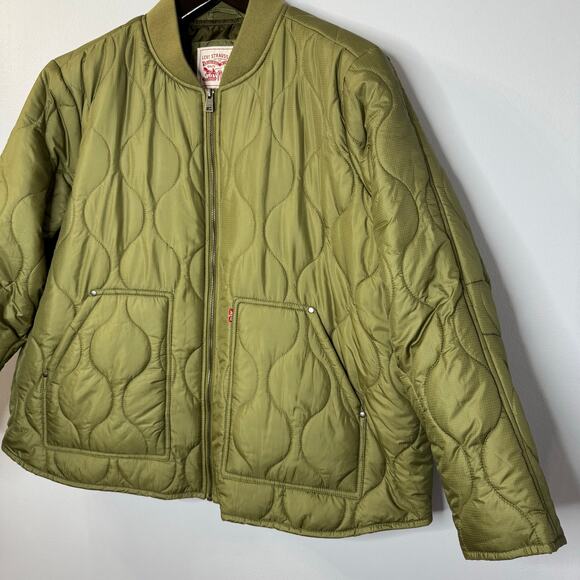Levi's Onion Quilted Liner Jacket Full zip Lightweight Bomber Green Women's 2X - Picture 5 of 14